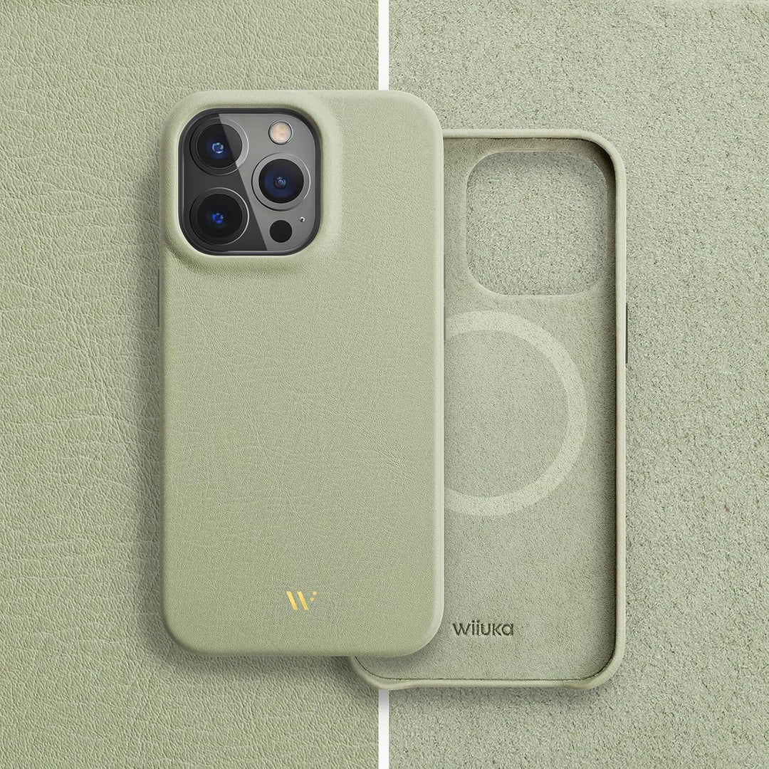 WIIUKA Hülle für iPhone 15 Pro Max, Leder aus Deutschland, Lederhülle extra Dünn, Premium Handyhülle