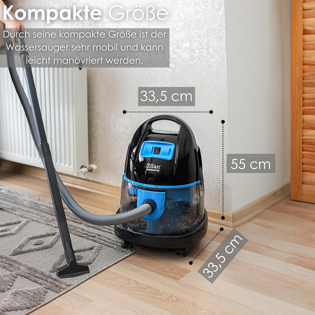 Zilan Wasser Staubsauger mit Wasserfilter | Wassersauger | Staubsauger beutellos | EEK A | H20 Saugl
