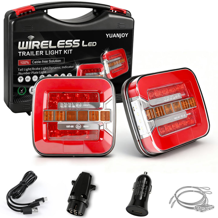 LED Anhänger Rückleuchter Set, 12/24V Magnetische drahtlose LED Wasserdichte Rückleuchten, Anhänger