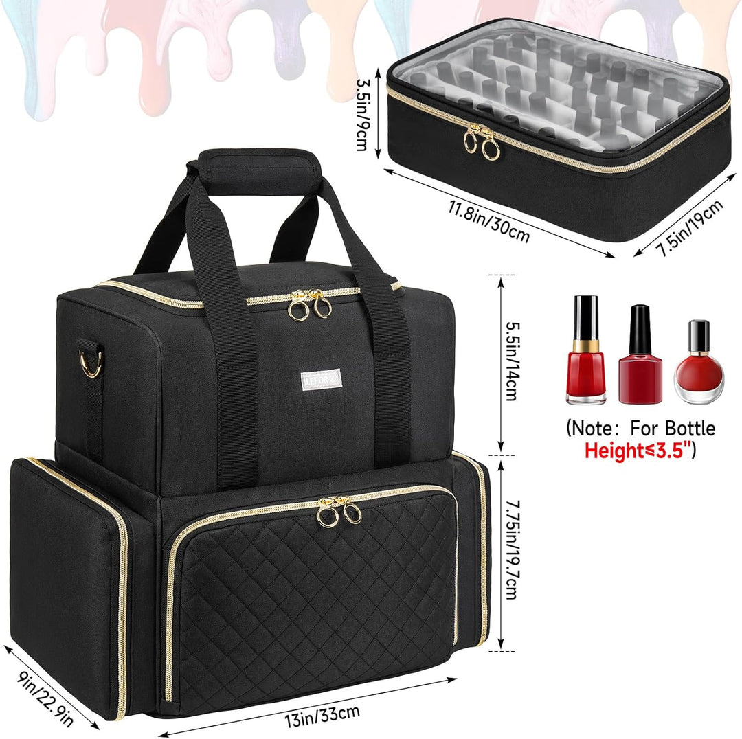 Nagellack Tasche,Doppelschichtige Nagellack Aufbewahrung Organizer Tasche für 80 Flaschen (15 ml) un