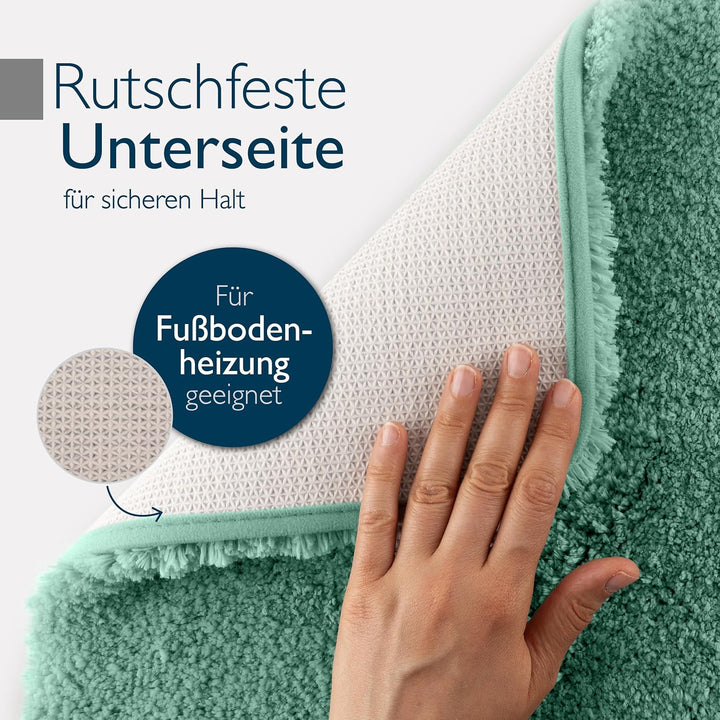 Beautissu Badematte rutschfest 100x60 cm – Duschvorleger Hochflor Badteppich rutschfest Waschbar Sha