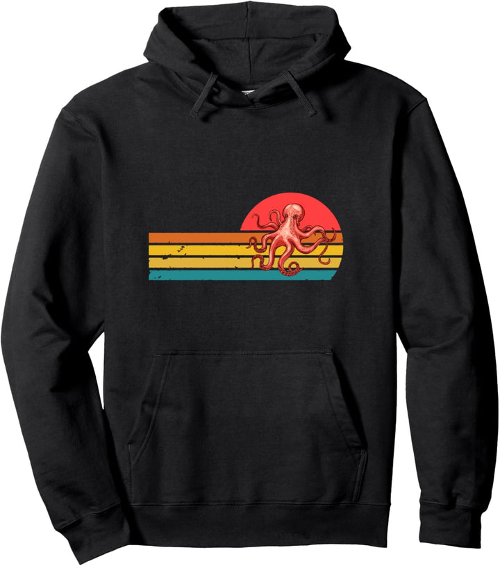 Octopus Ocean Animal 80er Retro Octopus Pullover Hoodie