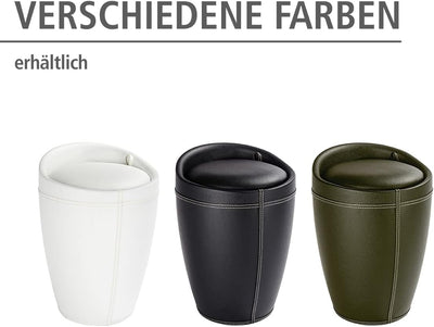 WENKO Badhocker Candy Leder Optik Weiss, Hocker mit Stauraum für das Badezimmer und Wohnzimmer, inte