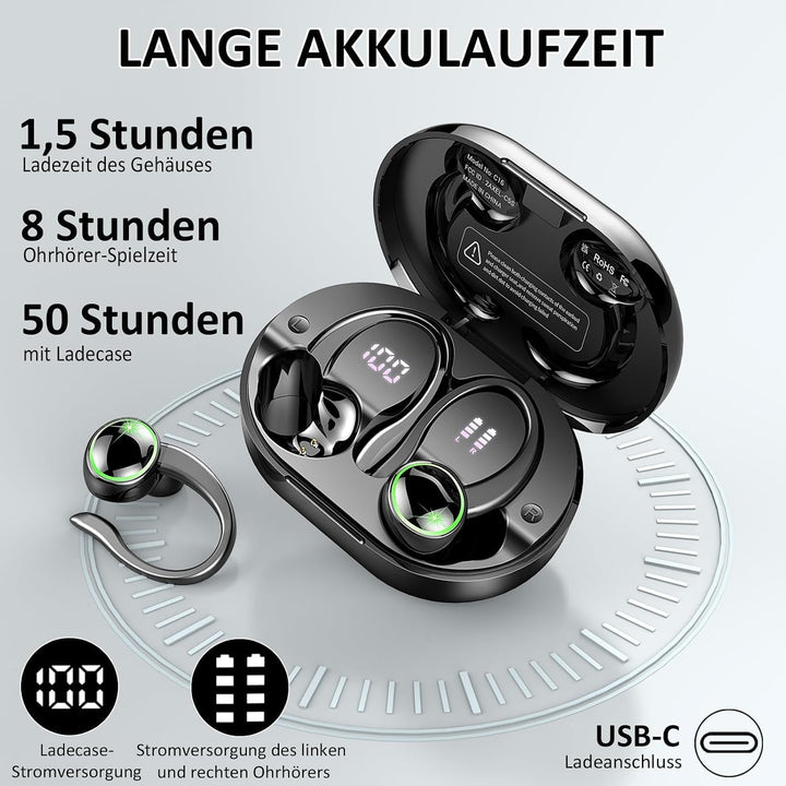 Bluetooth Kopfhörer, 2026 Kopfhörer Kabellos Bluetooth 5.4 Sport tiefer Bass, 56 std Spielzeit In Ea