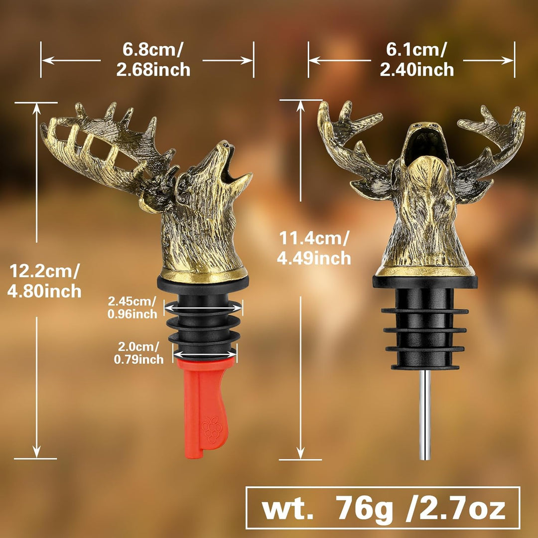 LULLEA Hirschkopf 2-in-1 Weinflaschenverschluss und Ausgiesser, Geschenke für Jäger, Geschenke für M