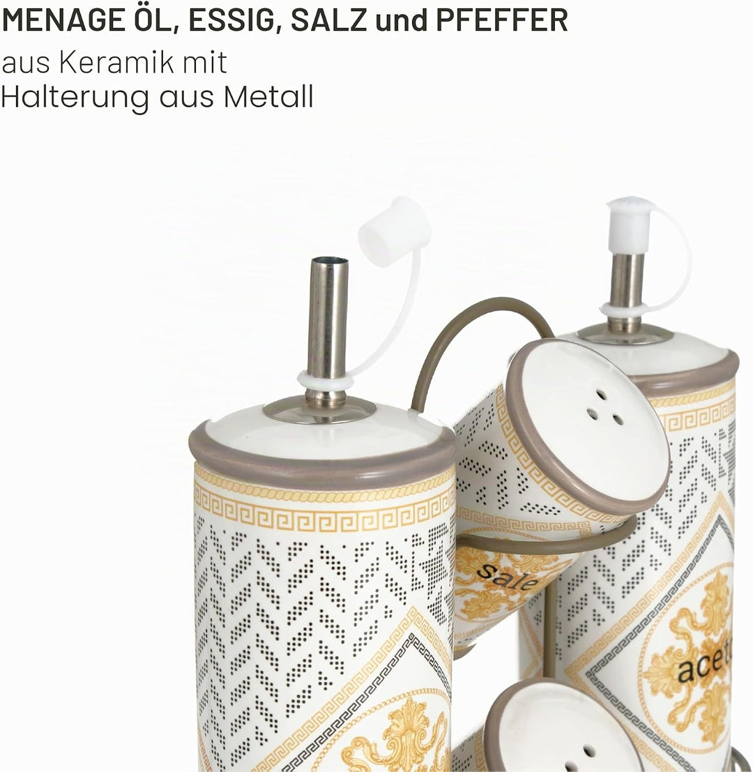 Baroni Home Tischset aus Keramik für Essig, Öl, Pfeffer und Salz, Küchenreinigung, Tischset, Öl, Sal