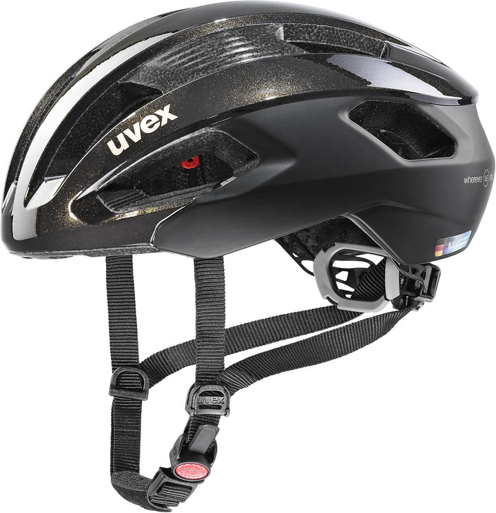 UVEX Fahrradhelm Rennradhelm UVEX Rise CC WE Gr. 52-59 cm, Black goldflakes mat 52-56 cm, 52-56 cm