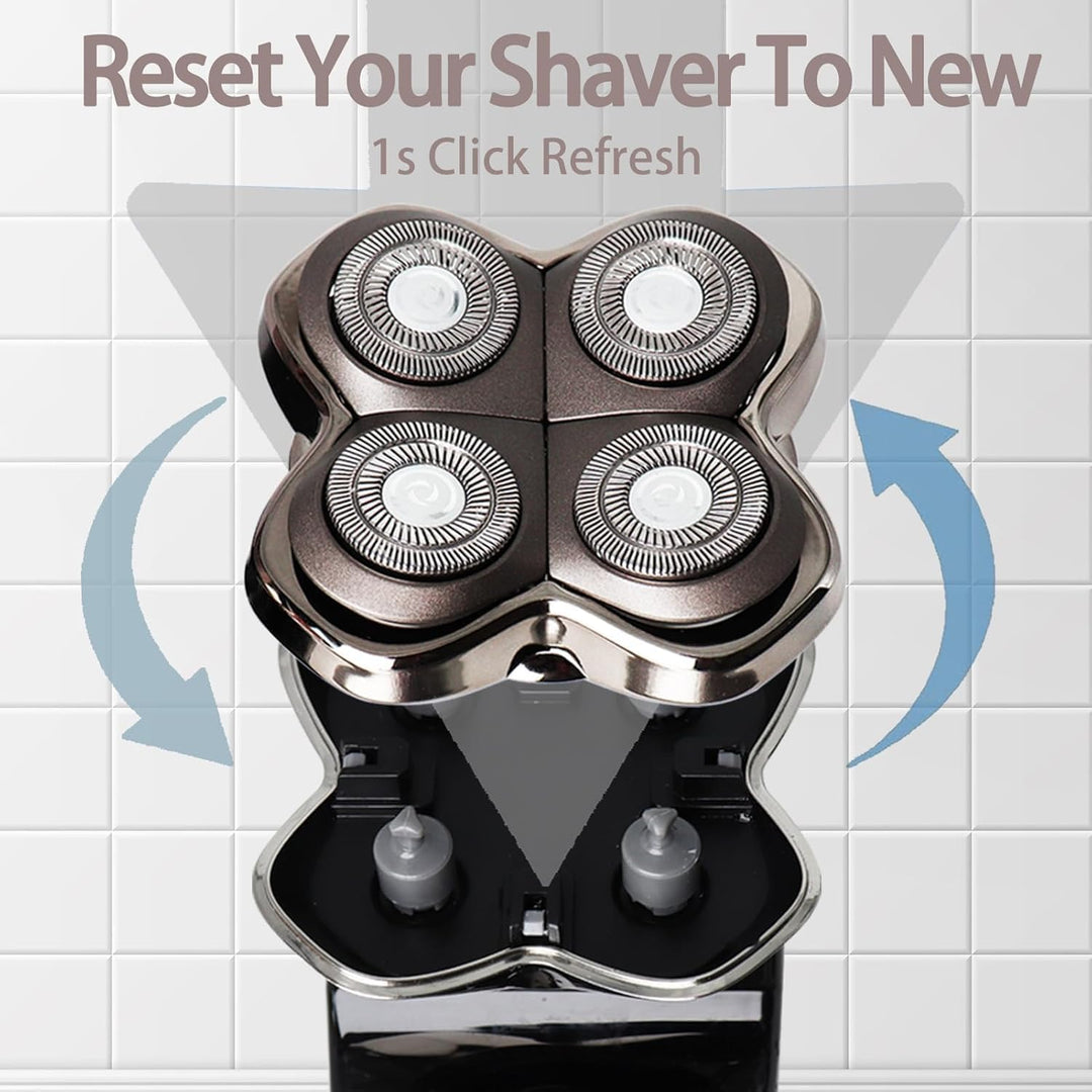 Rotationskopf 4 Köpfe für Elektrorasierer – Kompatibel mit Pitbull Skull Shaver, Butterfly Kiss Pro
