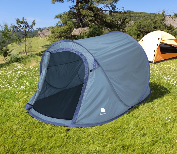 Pop Up Wurfzelt für 2-3 Personen in blau, grün oder Silber - Trekking und Camping Sofortzelt - Autom