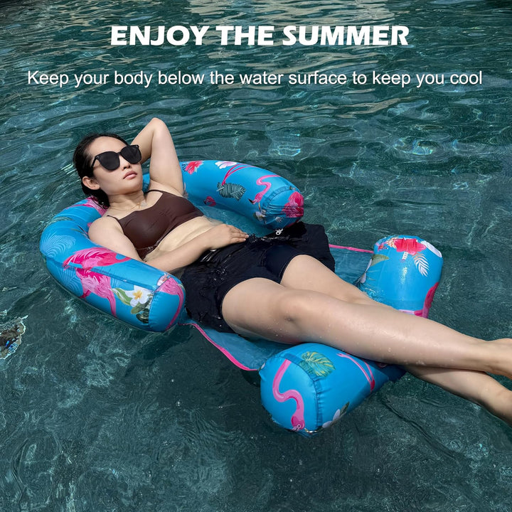 2er-Pack Aufblasbare Luftmatratze Pool-Sessel mit Beinablage – Vielseitige Luftmatratze für Pool & S