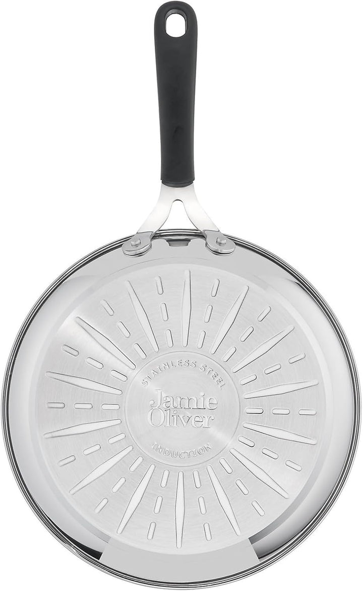 Tefal Jamie Oliver Essential Bratpfanne, 24 cm, Antihaftbeschichtet, Induktion, Rund, Schwarz