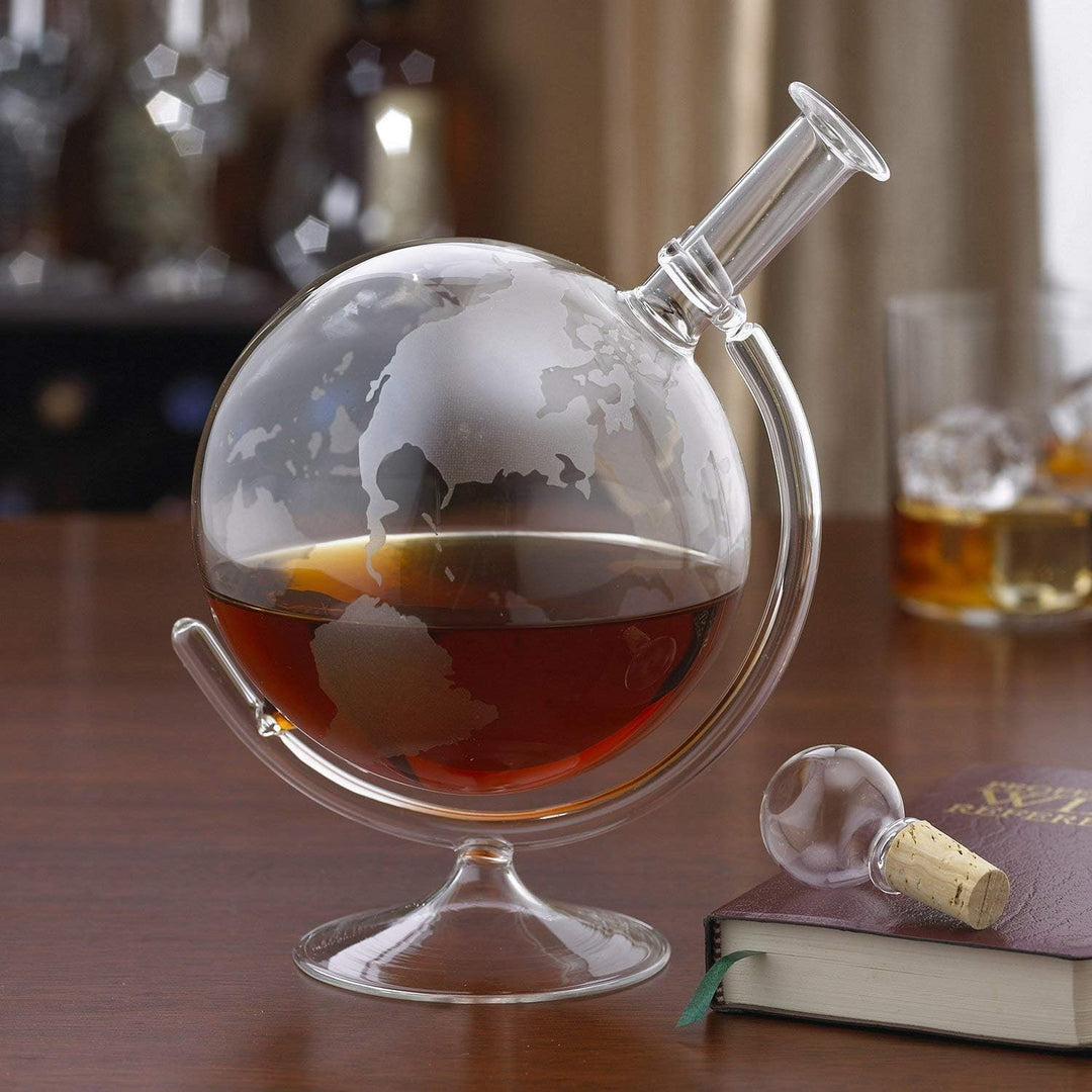 Jeray Mixology Globe Whisky Dekanter Glas mit Wiege