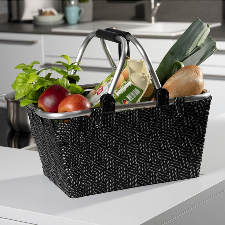 Home4You Einkaufskörbe 2er Set mit Griffen - 40 x 19,5 x 30 cm - Schwarz - Kunststoff - Einkaufstasc