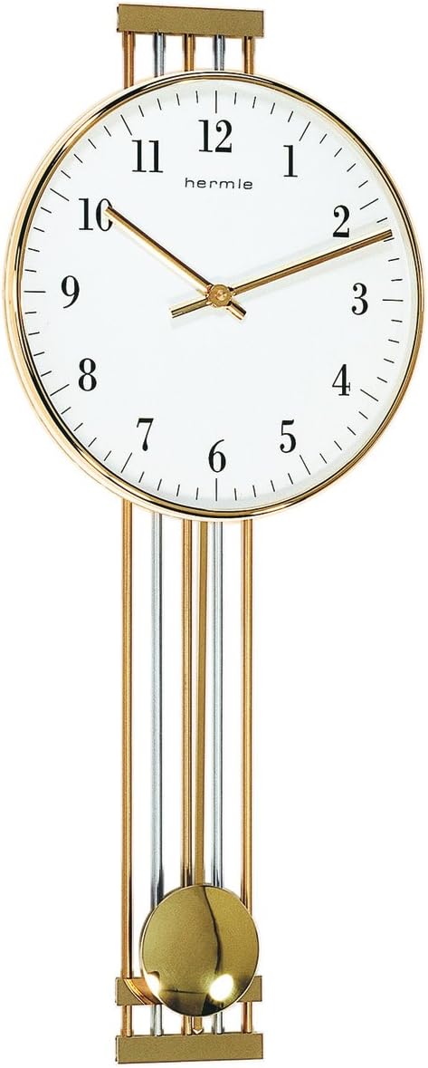 Hermle Uhrenmanufaktur Wanduhr, Metall, Gold, 56cm x 24cm x 7cm