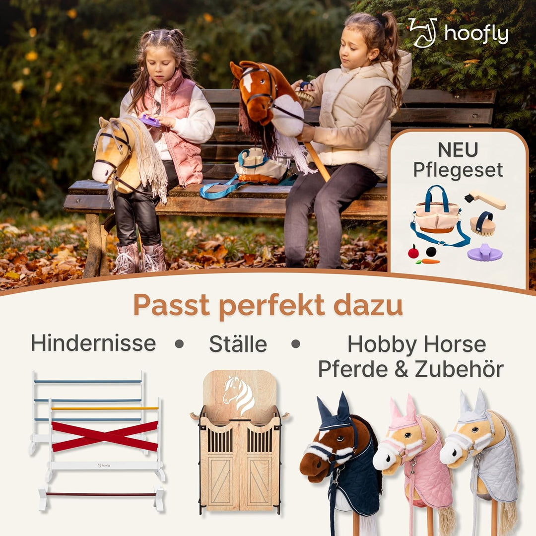Hobby Horse Set – Grosses Steckenpferd für Kinder mit Decke &amp; Fliegenhaube | Komplettes Hobby Horsin