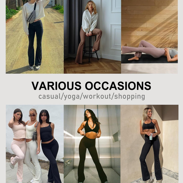 Flared Leggings Yogahose Damen Schlaghose Blickdicht Cross Waist Bootleg Sporthose Bootcut Joggingho