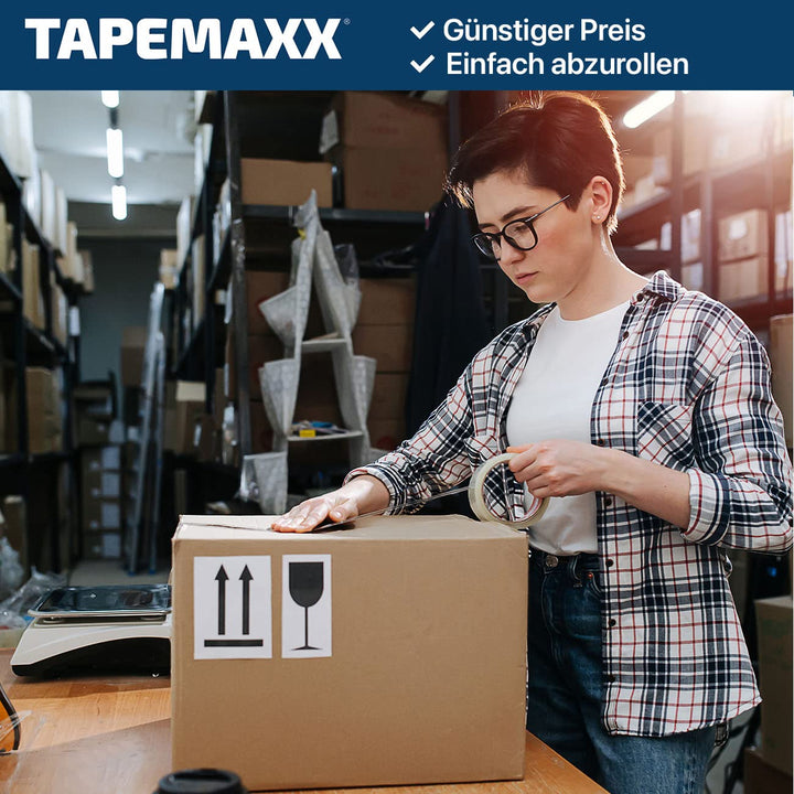TAPEMAXX ROLLER 2 Abroller Set mit 6 Rollen Paketklebeband Transparent 47mm x66m Paketbandabroller H