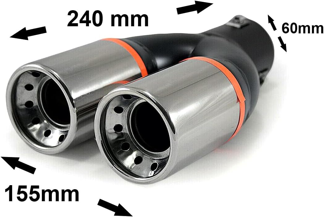 Doppel Auspuffblende Endrohr Auspuff Universell Schalldampf Doppelendrohr Sport Sportauspuff Blende