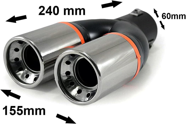 Doppel Auspuffblende Endrohr Auspuff Universell Schalldampf Doppelendrohr Sport Sportauspuff Blende