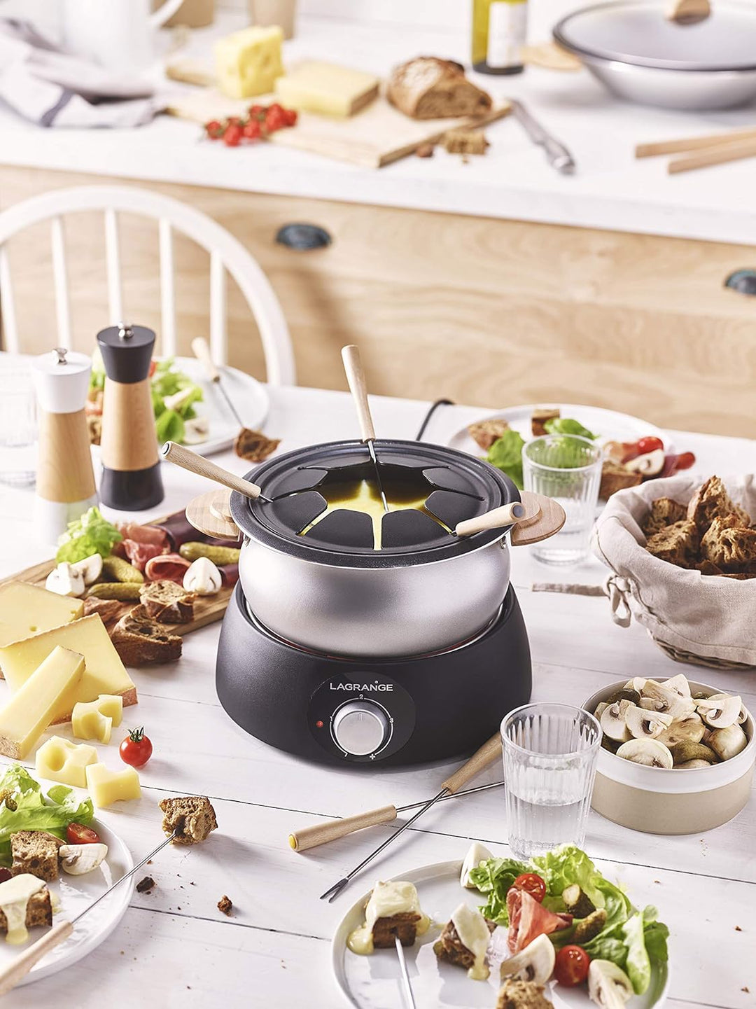 LAGRANGE Classic Fondue, Aluminium Helles, Helles Holz