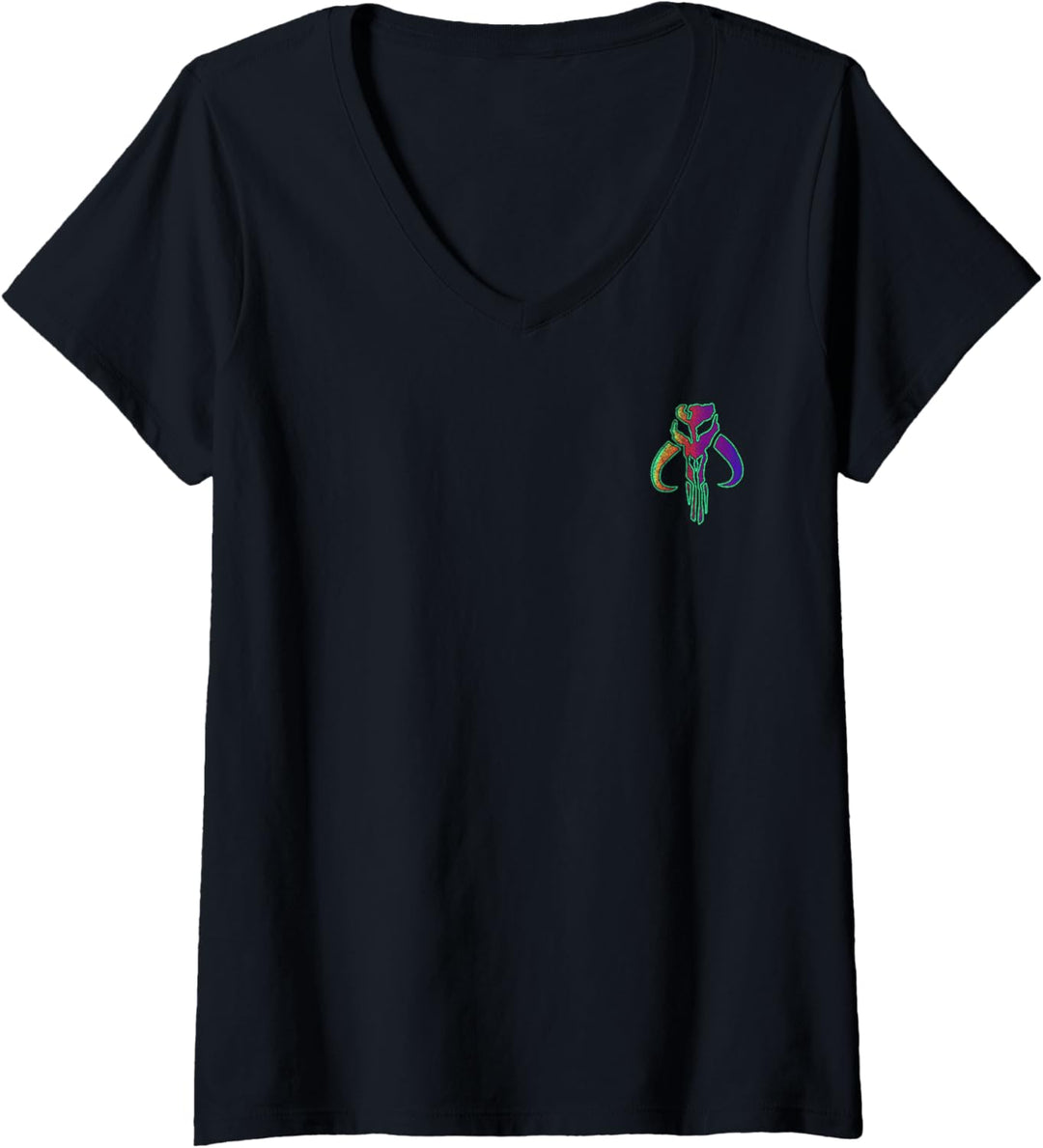 Star Wars: The Mandalorian Neon Mandalorian Signet Emblem T-Shirt mit V-Ausschnitt