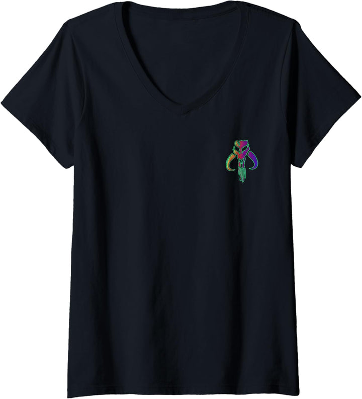 Star Wars: The Mandalorian Neon Mandalorian Signet Emblem T-Shirt mit V-Ausschnitt
