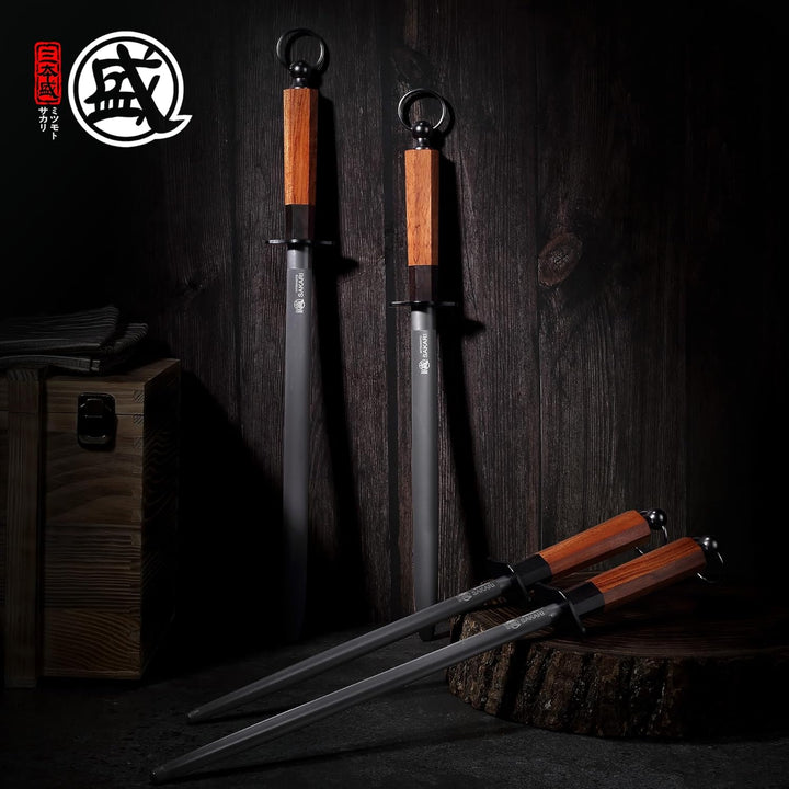 MITSUMOTO SAKARI 40 cm japanischer Profi-Wetzstahl, flacher Wetzstahl, hoher Kohlenstoffgehalt, geei