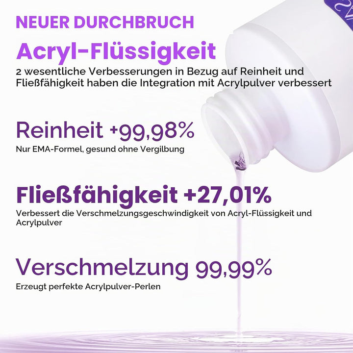SAVILAND Acryl Liquid für Nägel – 240ML Acryl Liquid mit 3 Acryl Pinsel Grösse (8/10/14) für Acryl A