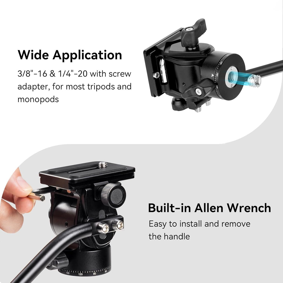 SMALLRIG Stativ Fluidkopf Pan Tilt Head CH10 mit Schnellwechselplatte, Fluid Head geeignet für AR-ca