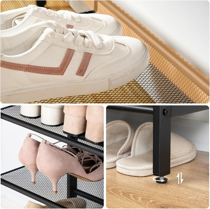 HOOBRO Schuhregal, 6-lagiges Schuhschrank, Verstellbares Schuhablage, Flach und Neigbar, für 18-24 P