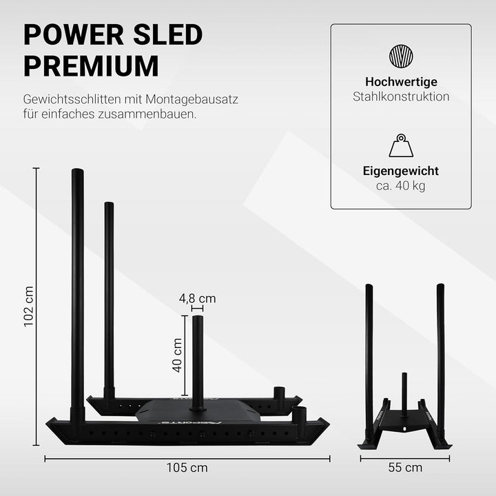 MSPORTS Gewichtsschlitten Premium - Power Sled, Powerschlitten, Sprint- und Zugschlitten, Schnellkra