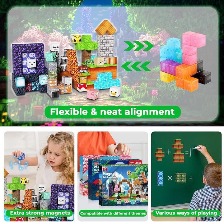 Magnetische Bausteine 150 Teile »Block-Abenteuer« – Inspiriert vom Kult-Film! Magnetbausteine mit Sk