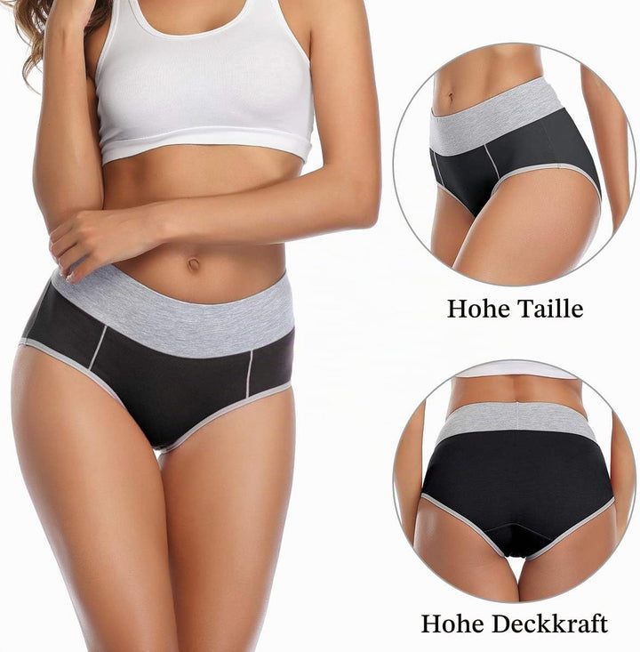 wirarpa Unterhosen Damen Unterwäsche Baumwolle Taillenslip High Rise Slip 4er Pack M Schwarz, M Schw