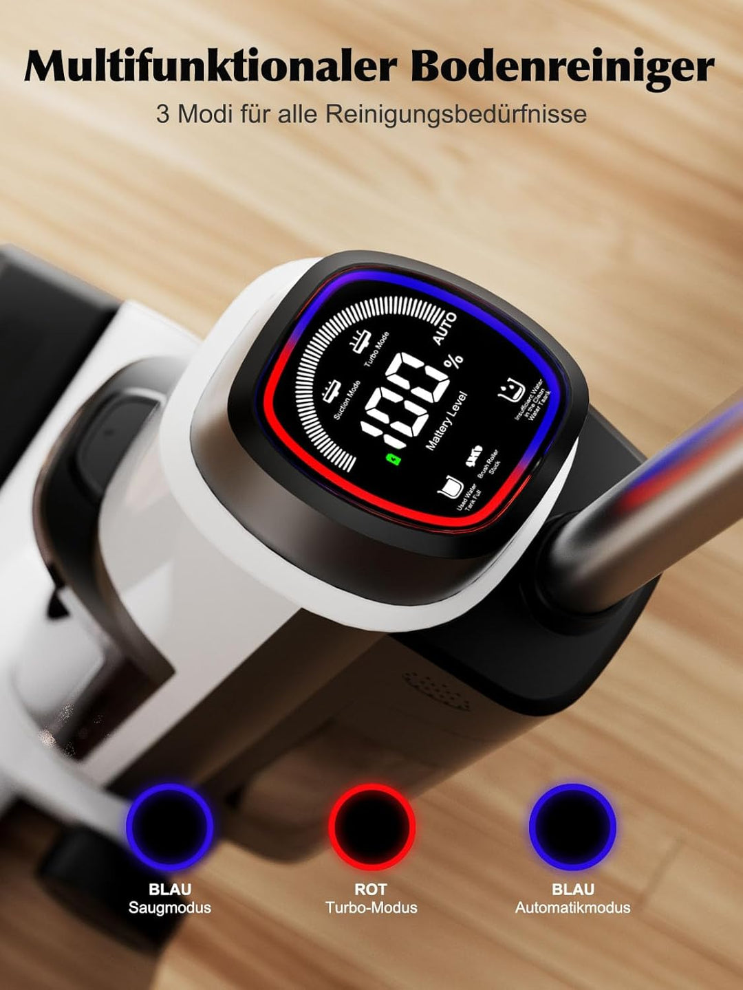 Nass Trockensauger Akku, 20.000 Pa kabelloser All-in-One Staubsauger mit wischfunktion, Sprachausgab
