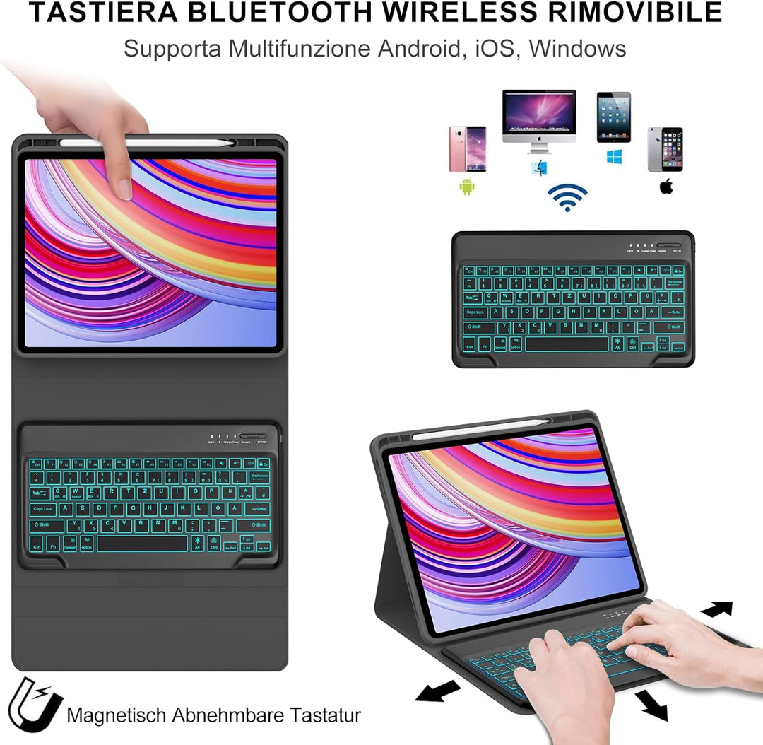IVEOPPE Tastatur für Redmi Pad Pro 12.1, Hülle Tastatur für Redmi Pad Pro 2024, Bluetooth Magnetisch