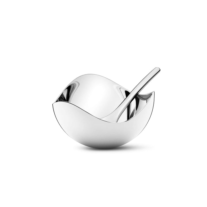 Georg Jensen Salz Sellar Mit Löffel, Edelstahl, Stainless Steel 11.7 x 13 x 5.1 cm