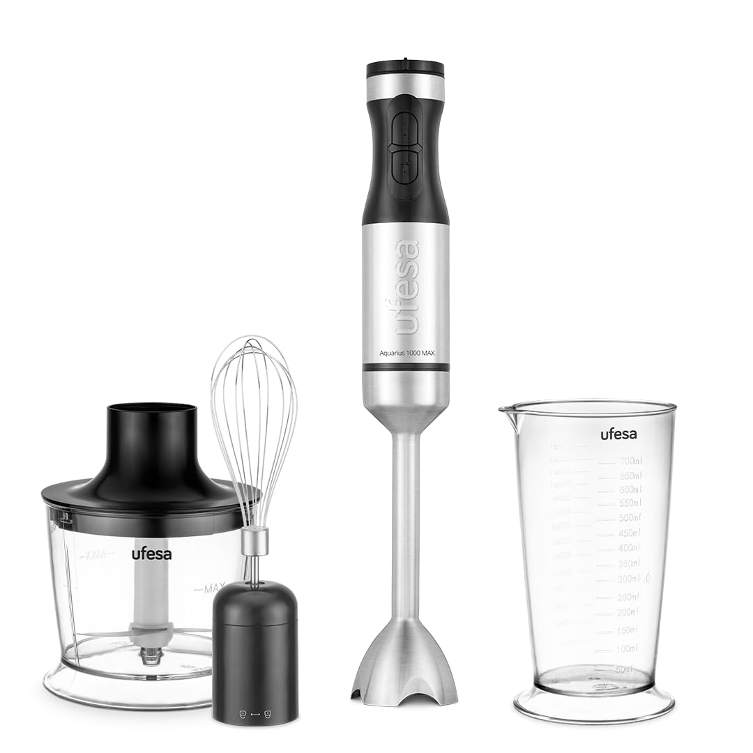 Ufesa Stabmixer Aquarius Max 1000W, Turbo-Funktion, Variable Geschwindigkeitskontrolle, 4 Hochwirksa