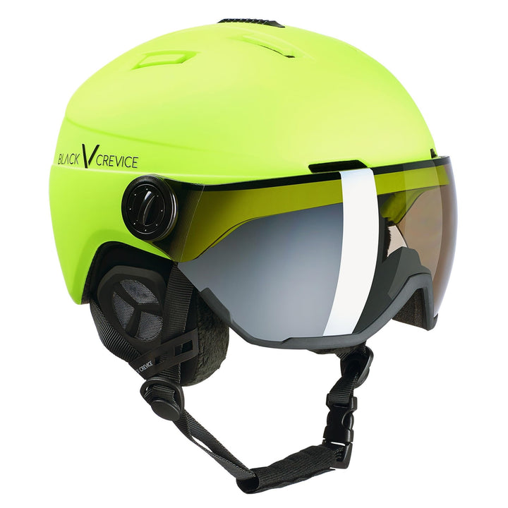 Black Crevice Skihelm Calgary I Skihelm mit Visier im Pilotenstyle I Skihelm Herren & Damen I Skihel