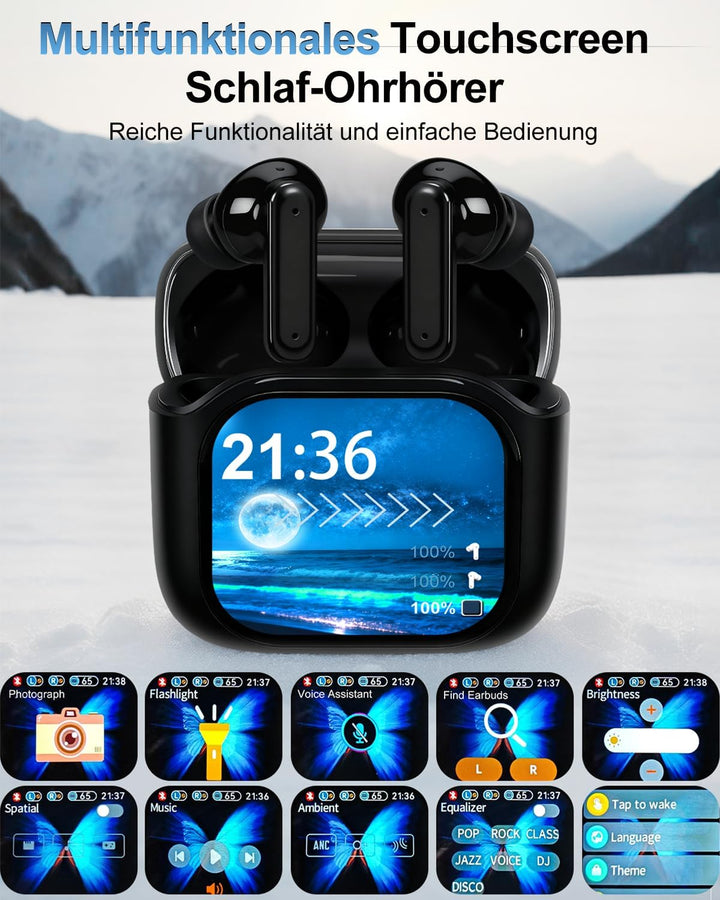 KI Übersetzer Kopfhörer, Echtzeit Sprachübersetzer Kopfhörer, Translator Earbuds mit Touchscreen 158