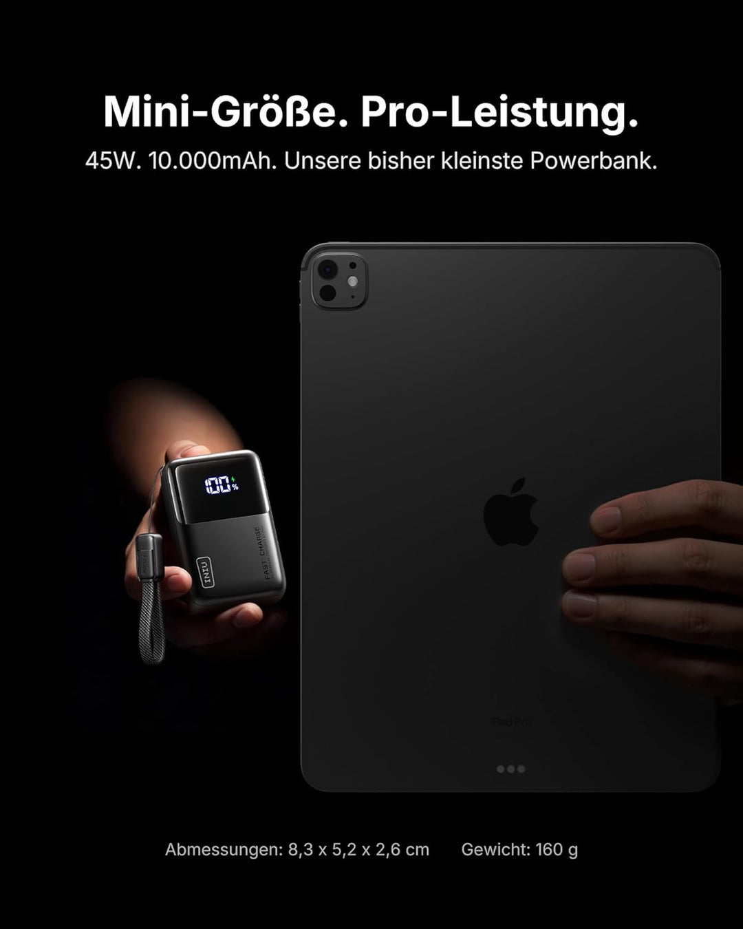 INIU Mini Power Bank, 45W 10000mAh Powerbank Klein Aber Stark (USB C In & Out), Schnellladefunktion