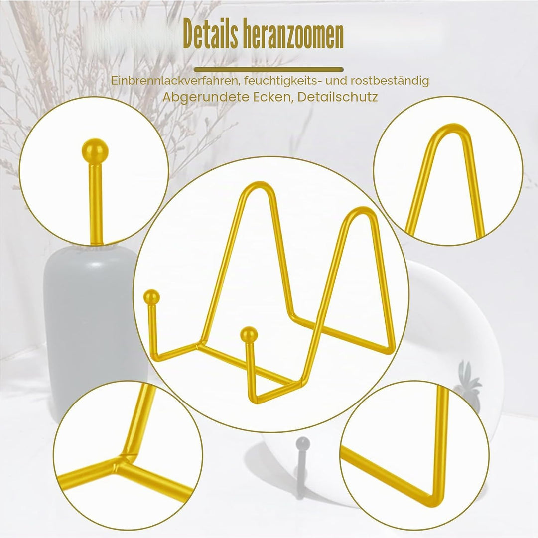 Huakaile 3 Stück Tellerständer für Display 3/4,5/6 Zoll, Metall-Bilderrahmen-Halter, kleine Staffele