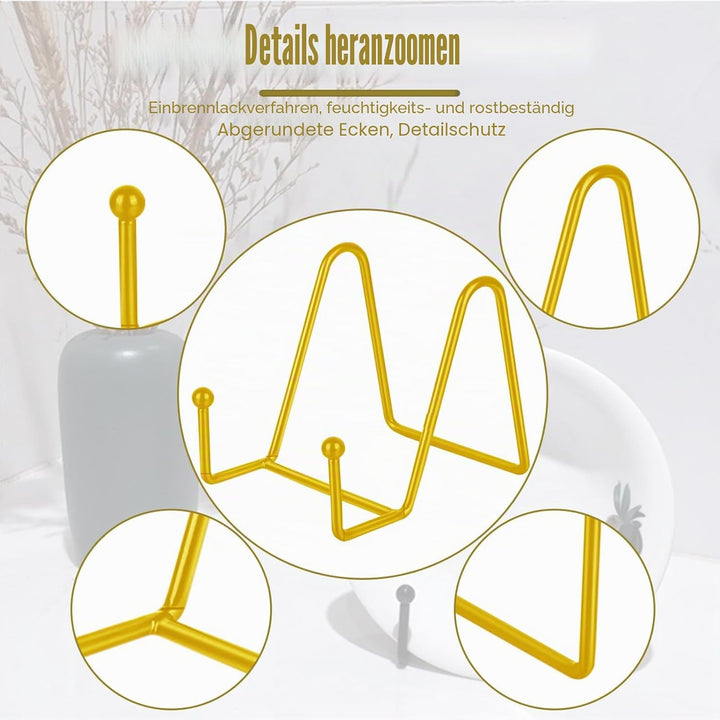 Huakaile 3 Stück Tellerständer für Display 3/4,5/6 Zoll, Metall-Bilderrahmen-Halter, kleine Staffele