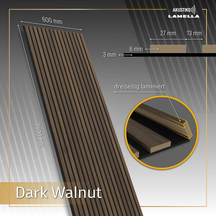 Akustiko Lamella Akustikpaneele 4 Stück 280x60cm - flexible Filz MDF Wandpaneele fugenlos - überlapp