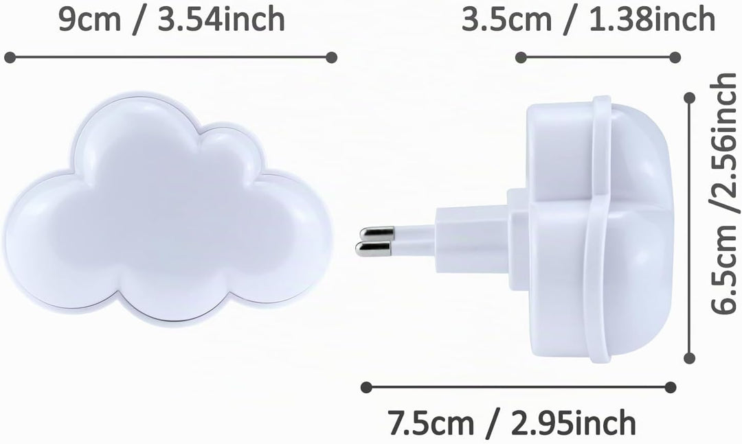 Wetry Nachtlicht Baby Steckdosen Nachtlampe Steckdosenlicht Automatisch 4 Stück Stilllicht LED Wolke