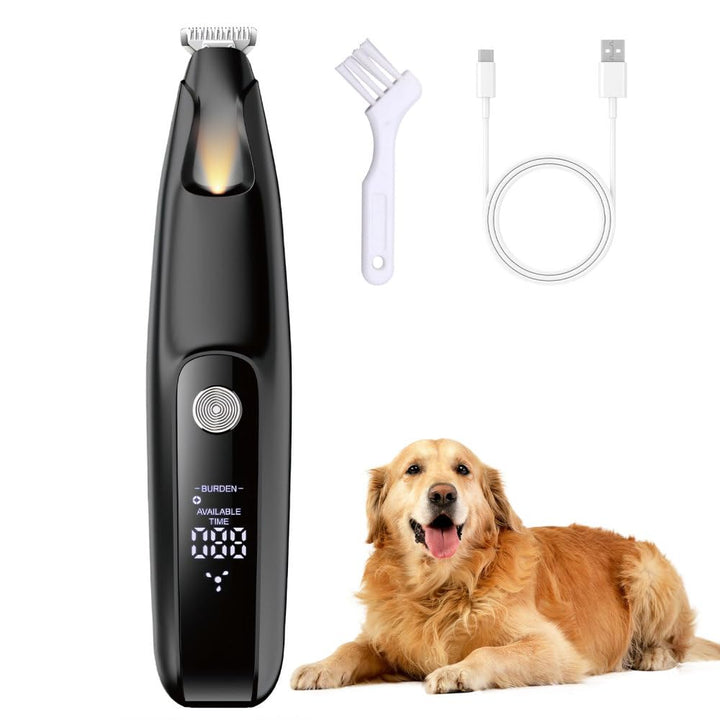 Hundepfoten Trimmer, Wasserdicht Haustierrasierer mit LED-Licht und Bildschirm, Wiederaufladbar Fell