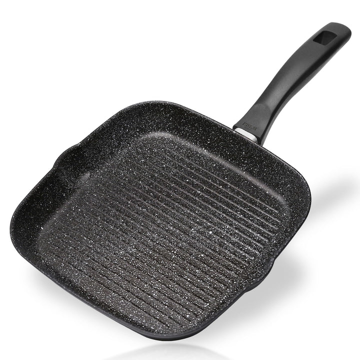 STONELINE Grillpfanne 28 x 28 cm, Aluguss Pfanne antihaftbeschichtet mit echten Steinpartikeln, Gros