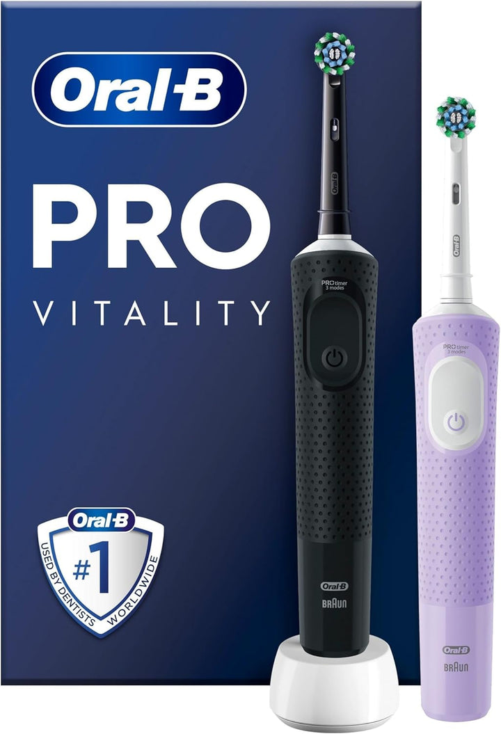 Oral-B Vitality Pro Elektrische Zahnbürste/Electric Toothbrush, Doppelpack mit 2 Aufsteckbürsten, 3