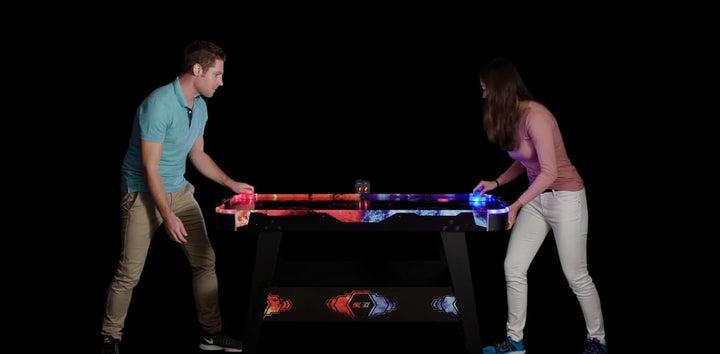 Carromco Airhockey Tisch Fire & Ice - Air hockey Spieltisch mit LED Lichteffekten - LED Air Hockey m