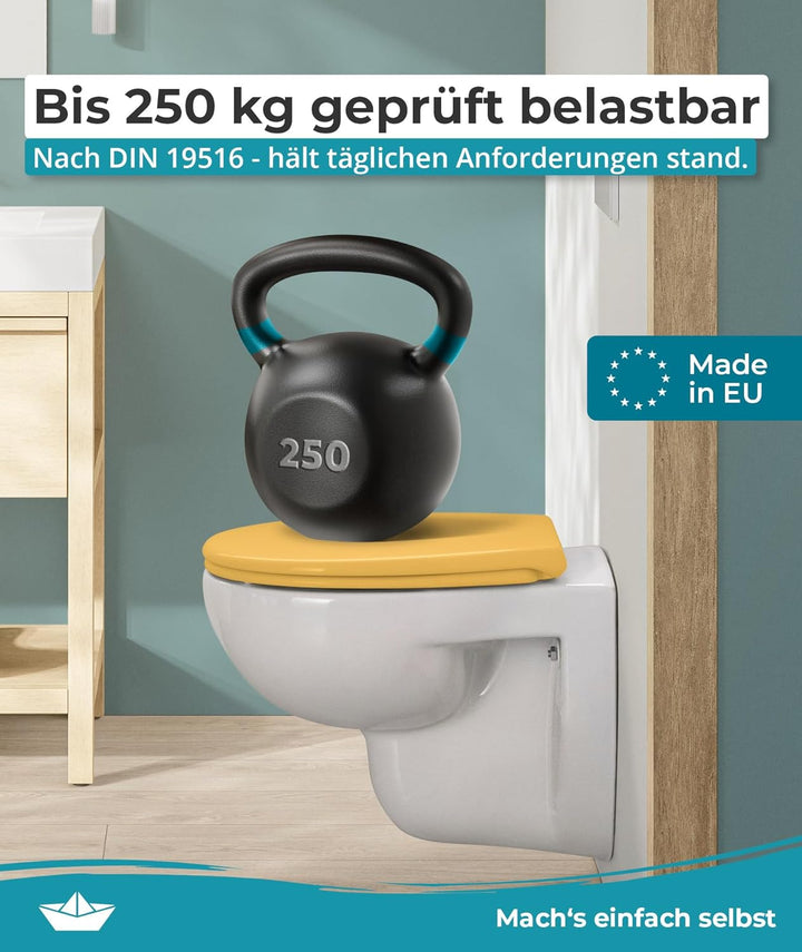 Calmwaters® Premium WC Sitz einfache Montage, Toilettendeckel bis 250 kg, Made in EU, antibakteriell