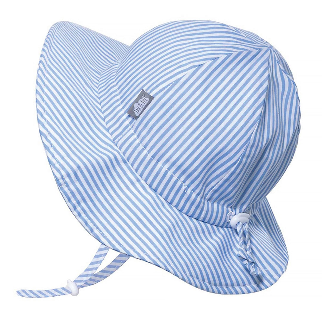 Jan & Jul Grow-with-Me Baumwoll-Flapper Sonnenhut für Babys und Kinder 0-6 Monate Blau gestreift, 0-